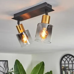 hofstein Plafonnier Leteque Noir, 2 lumières