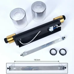 hofstein Plafonnier Leteque Noir, 2 lumières