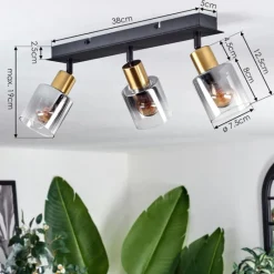 hofstein Plafonnier Leteque Noir, 3 lumières