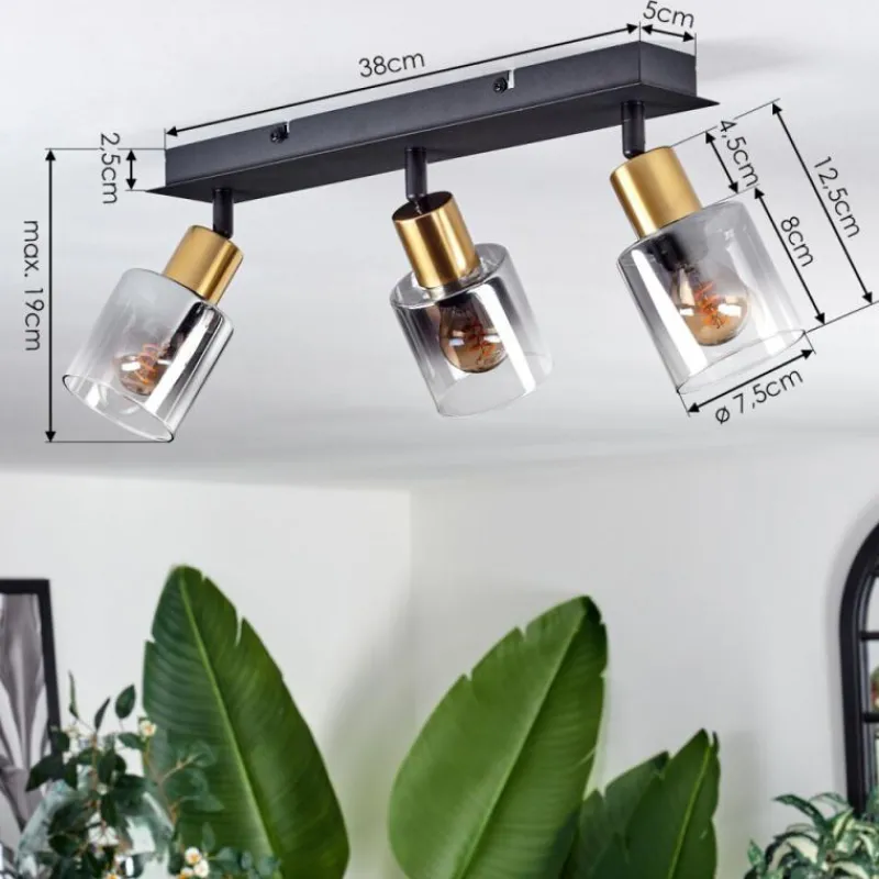 hofstein Plafonnier Leteque Noir, 3 lumières