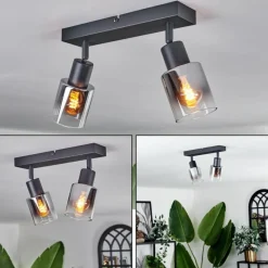 hofstein Plafonnier Leteque Noir, 2 lumières