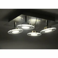 Luminaires Leuchten Direkt Plafonnier Leuchten Direkt LOLA-MIKE LED Acier inoxydable, 4 lumières, Télécommandes, Changeur de couleurs* Éclairage Led