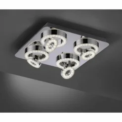 Luminaires Leuchten Direkt Plafonnier Leuchten Direkt Ls-TIM LED Chrome, 4 lumières, Télécommandes, Changeur de couleurs