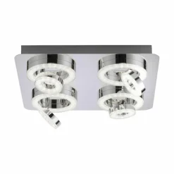 Luminaires Leuchten Direkt Plafonnier Leuchten Direkt Ls-TIM LED Chrome, 4 lumières, Télécommandes, Changeur de couleurs
