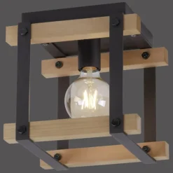 Lampes Industrielles-Luminaires Leuchten Direkt Plafonnier Leuchten Direkt EDITH Bois clair, Noir, 1 lumière
