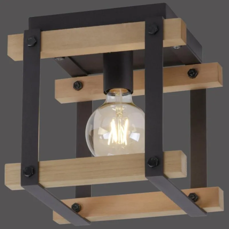 Lampes Industrielles-Luminaires Leuchten Direkt Plafonnier Leuchten Direkt EDITH Bois clair, Noir, 1 lumière