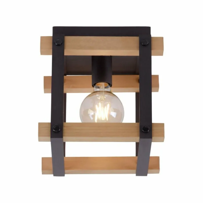 Lampes Industrielles-Luminaires Leuchten Direkt Plafonnier Leuchten Direkt EDITH Bois clair, Noir, 1 lumière