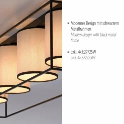 Lampes En Tissu-Luminaires Leuchten Direkt Plafonnier Leuchten Direkt RAVEN Noir, 4 lumières