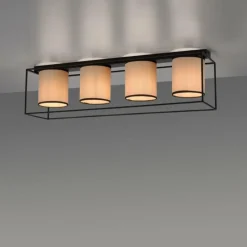 Lampes En Tissu-Luminaires Leuchten Direkt Plafonnier Leuchten Direkt RAVEN Noir, 4 lumières