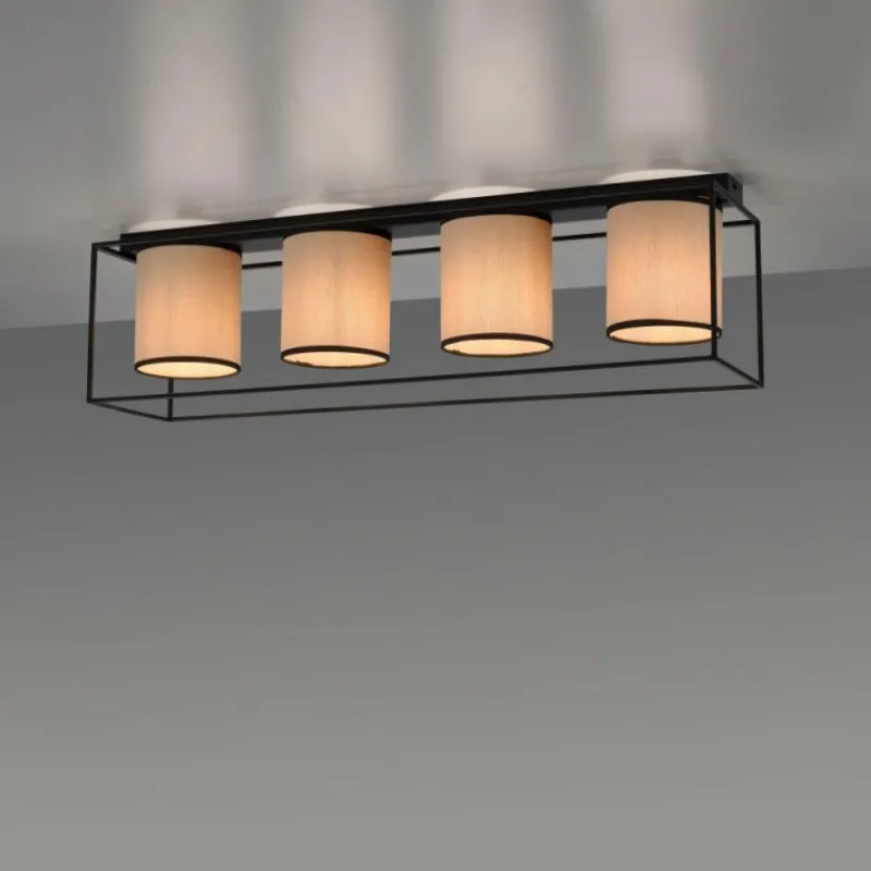 Lampes En Tissu-Luminaires Leuchten Direkt Plafonnier Leuchten Direkt RAVEN Noir, 4 lumières