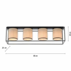 Lampes En Tissu-Luminaires Leuchten Direkt Plafonnier Leuchten Direkt RAVEN Noir, 4 lumières