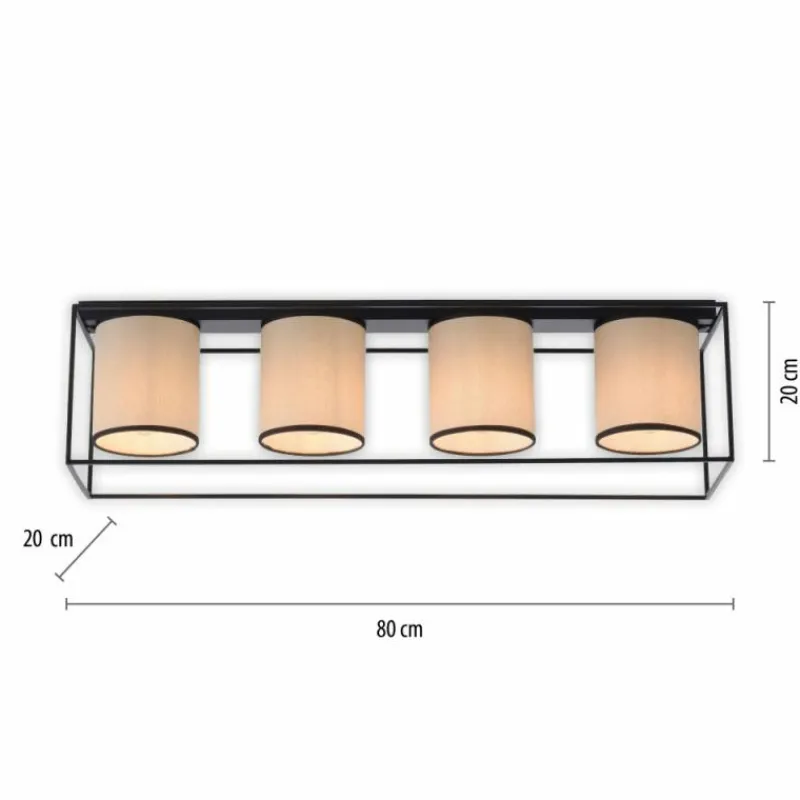 Lampes En Tissu-Luminaires Leuchten Direkt Plafonnier Leuchten Direkt RAVEN Noir, 4 lumières