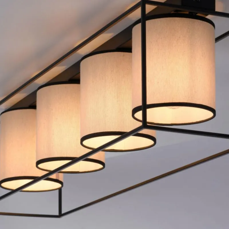 Lampes En Tissu-Luminaires Leuchten Direkt Plafonnier Leuchten Direkt RAVEN Noir, 4 lumières