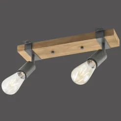 Luminaires Rustiques-Luminaires Leuchten Direkt Plafonnier Leuchten-Direkt SLAT Brun, Bois foncé, 2 lumières