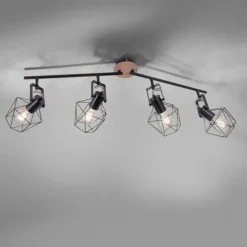 Lampes Industrielles-Luminaires Leuchten Direkt Plafonnier Leuchten-Direkt JARO Bois clair, 4 lumières