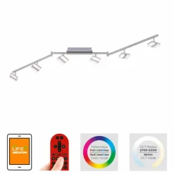 Luminaires Leuchten Direkt Plafonnier Leuchten-Direkt SABI LED Nickel mat, 6 lumières, Télécommandes, Changeur de couleurs