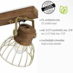 Lampes En Bois-Luminaires Leuchten Direkt Plafonnier Leuchten-Direkt ALAMI Bois foncé, 2 lumières