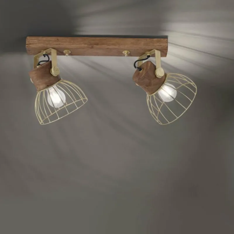 Lampes En Bois-Luminaires Leuchten Direkt Plafonnier Leuchten-Direkt ALAMI Bois foncé, 2 lumières