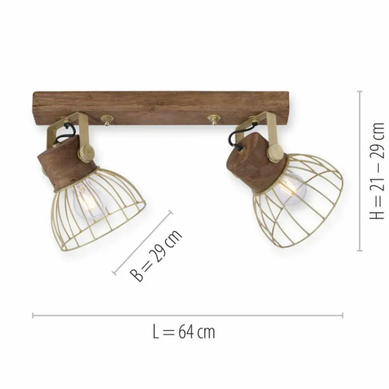 Lampes En Bois-Luminaires Leuchten Direkt Plafonnier Leuchten-Direkt ALAMI Bois foncé, 2 lumières