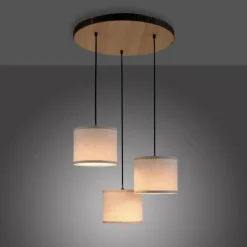 Lampes En Tissu-Luminaires Leuchten Direkt Plafonnier Leuchten-Direkt BARK Écru, Noir, 3 lumières
