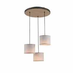 Lampes En Tissu-Luminaires Leuchten Direkt Plafonnier Leuchten-Direkt BARK Écru, Noir, 3 lumières