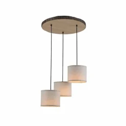 Lampes En Tissu-Luminaires Leuchten Direkt Plafonnier Leuchten-Direkt BARK Écru, Noir, 3 lumières