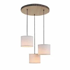 Lampes En Tissu-Luminaires Leuchten Direkt Plafonnier Leuchten-Direkt BARK Écru, Noir, 3 lumières