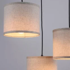 Lampes En Tissu-Luminaires Leuchten Direkt Plafonnier Leuchten-Direkt BARK Écru, Noir, 3 lumières