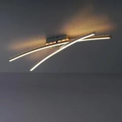 Luminaires Leuchten Direkt Plafonnier Leuchten-Direkt ALINA LED Acier brossé, 2 lumières, Télécommandes, Changeur de couleurs* Éclairage Led