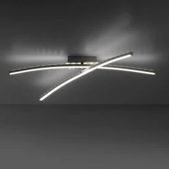 Luminaires Leuchten Direkt Plafonnier Leuchten-Direkt ALINA LED Acier brossé, 2 lumières, Télécommandes, Changeur de couleurs* Éclairage Led