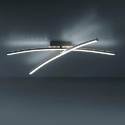 Luminaires Leuchten Direkt Plafonnier Leuchten-Direkt ALINA LED Acier brossé, 2 lumières, Télécommandes, Changeur de couleurs* Éclairage Led