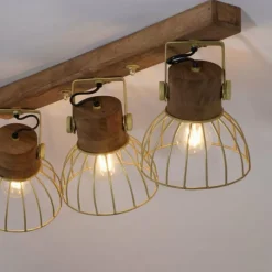 Lampes En Bois-Luminaires Leuchten Direkt Plafonnier Leuchten-Direkt ALAMI Bois foncé, 3 lumières