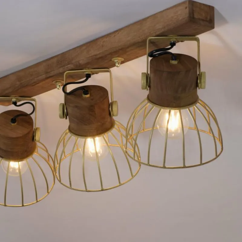 Lampes En Bois-Luminaires Leuchten Direkt Plafonnier Leuchten-Direkt ALAMI Bois foncé, 3 lumières