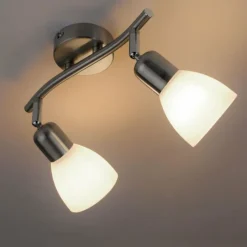 Luminaires Leuchten Direkt Plafonnier Leuchten-Direkt KARO Acier brossé, 2 lumières