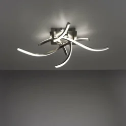 Luminaires Leuchten Direkt Plafonnier Leuchten-Direkt LOLAsmart-SWING LED Acier brossé, 4 lumières, Télécommandes, Changeur de couleurs