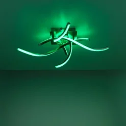 Luminaires Leuchten Direkt Plafonnier Leuchten-Direkt LOLAsmart-SWING LED Acier brossé, 4 lumières, Télécommandes, Changeur de couleurs