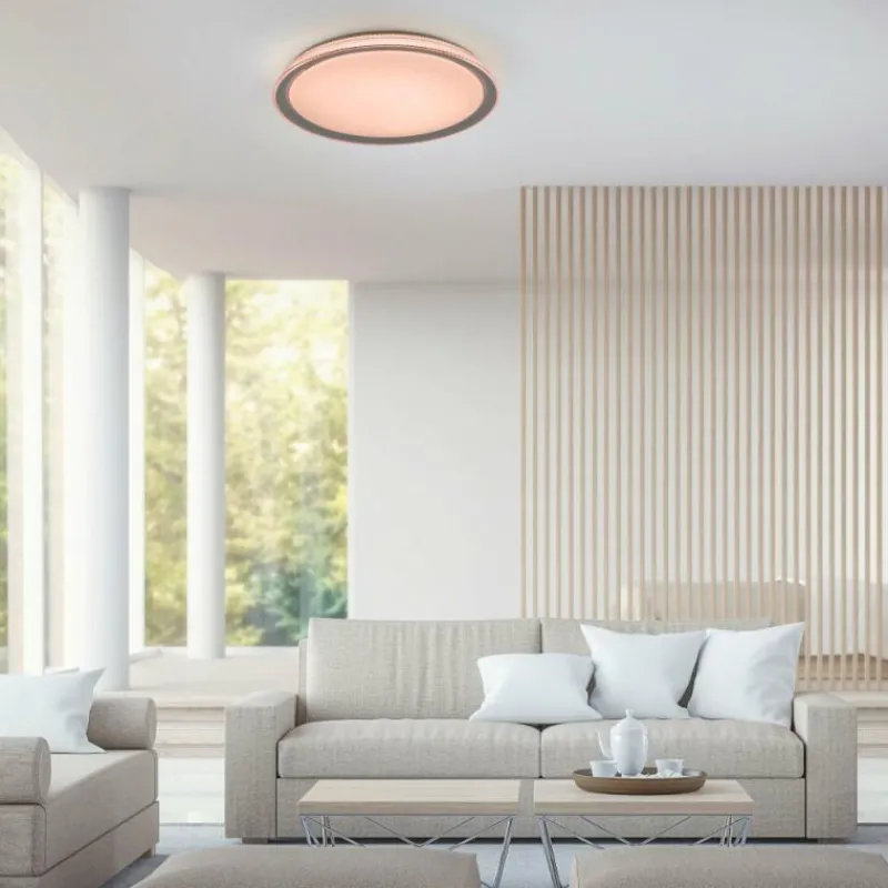 Luminaires Leuchten Direkt Plafonnier Leuchten-Direkt LOLAsmart-KARI LED Argenté, 1 lumière, Télécommandes, Changeur de couleurs