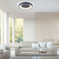 Luminaires Leuchten Direkt Plafonnier Leuchten-Direkt LOLAsmart-ANIKA LED Anthracite, 1 lumière, Télécommandes, Changeur de couleurs