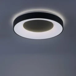Luminaires Leuchten Direkt Plafonnier Leuchten-Direkt LOLAsmart-ANIKA LED Anthracite, 1 lumière, Télécommandes, Changeur de couleurs