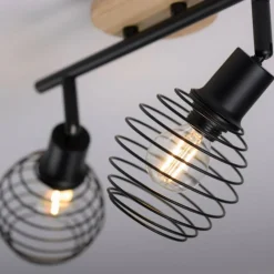 Lampes En Bois-Luminaires Leuchten Direkt Plafonnier Leuchten-Direkt EUGEN Écru, Noir, 2 lumières