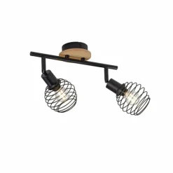 Lampes En Bois-Luminaires Leuchten Direkt Plafonnier Leuchten-Direkt EUGEN Écru, Noir, 2 lumières