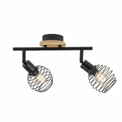 Lampes En Bois-Luminaires Leuchten Direkt Plafonnier Leuchten-Direkt EUGEN Écru, Noir, 2 lumières