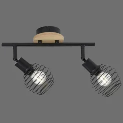 Lampes En Bois-Luminaires Leuchten Direkt Plafonnier Leuchten-Direkt EUGEN Écru, Noir, 2 lumières