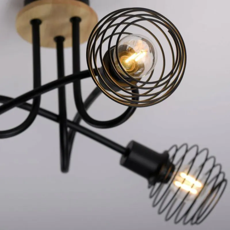 Lampes En Bois-Luminaires Leuchten Direkt Plafonnier Leuchten-Direkt EUGEN Écru, Noir, 3 lumières