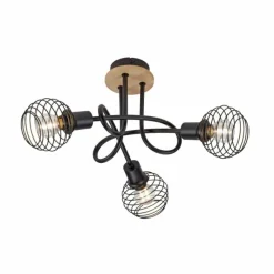 Lampes En Bois-Luminaires Leuchten Direkt Plafonnier Leuchten-Direkt EUGEN Écru, Noir, 3 lumières