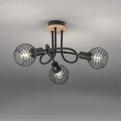 Lampes En Bois-Luminaires Leuchten Direkt Plafonnier Leuchten-Direkt EUGEN Écru, Noir, 3 lumières