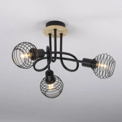 Lampes En Bois-Luminaires Leuchten Direkt Plafonnier Leuchten-Direkt EUGEN Écru, Noir, 3 lumières