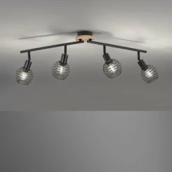 Lampes En Bois-Luminaires Leuchten Direkt Plafonnier Leuchten-Direkt EUGEN Écru, Noir, 4 lumières