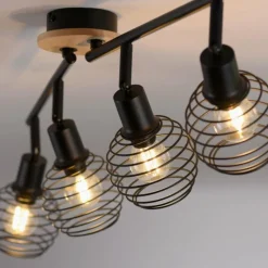 Lampes En Bois-Luminaires Leuchten Direkt Plafonnier Leuchten-Direkt EUGEN Écru, Noir, 4 lumières