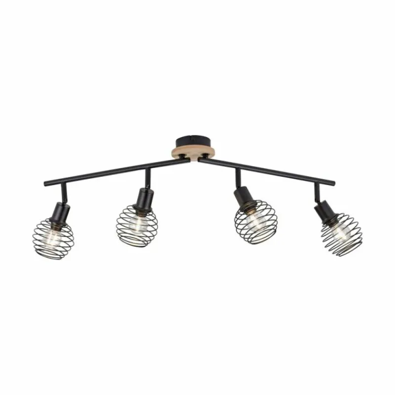 Lampes En Bois-Luminaires Leuchten Direkt Plafonnier Leuchten-Direkt EUGEN Écru, Noir, 4 lumières